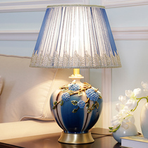 European luxury enamel color table lamp American country living room Wedding room remote control dimming warm creative bedroom bedside lamp