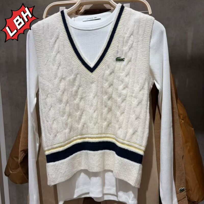Lacoste French Crocodile 2025 Autumn New Women's Fashionable Casual Knitted Vest Af4005