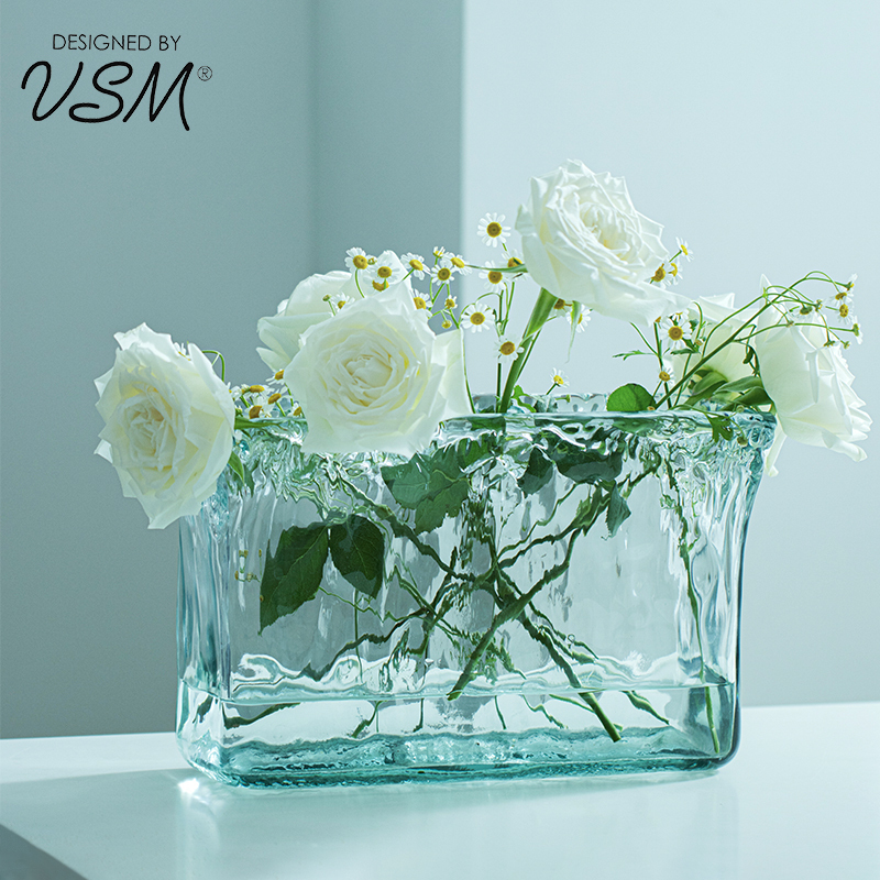 Spanish Imported Vase Ornaments for Living Room Flower Arrangement, Glass Flower Vessel for Dining Table, Dried Flowers, Transparent Water-Cultured Green Plant Vessel