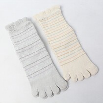 Day single womens five-finger socks cotton tube socks with dispensing loose five-finger stockings breathable sweat-absorbing stripes thin