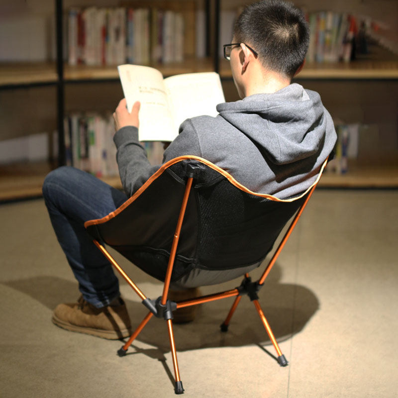 Outdoor folding chair ultra-light portable student camping picnic chair moon chair backrest mini folding stool