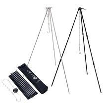 3 Outdoor bonfire tripod camping supplies portable hanging pot picnic barbecue bracket aluminum alloy tripod