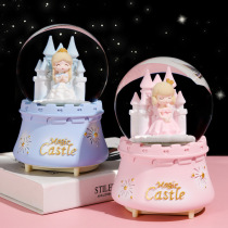 Glowing Floating Snowflake Spinning Princess Castle Crystal Ball Music Box Girls Music Box Girlfriend Childrens Birthday Gift