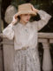 Beige embroidered shirt women 2023 early autumn new French retro single-breasted long-sleeved shirt loose all-match top