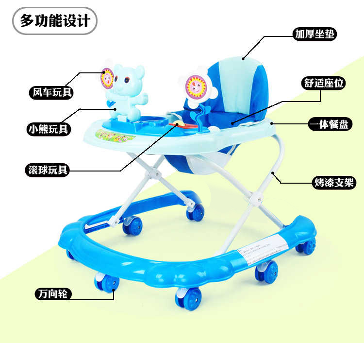 Baby Walker Đa Chức Năng 6 7-18 Tháng Chống rollover Trẻ Trẻ Em Tay Đẩy Có Thể Mất Nam Bé Cô Gái Học Tập