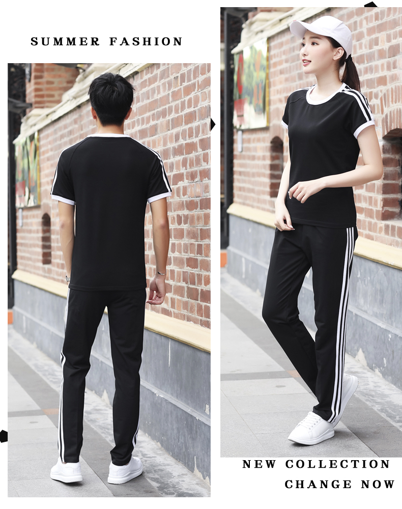 Mùa hè phù hợp với thể thao nam và nữ vài chiếc quần ngắn tay thể thao in logo tùy chỉnh trang phục thể thao chạy - Thể thao sau bộ adidas nữ mùa hè