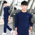 Bộ đồ thể thao nam mùa xuân và mùa thu cổ tròn áo thun dài tay áo thun thể dục nam chạy bộ áo len thể thao giản dị - Thể thao sau bộ quần áo thể thao nữ Thể thao sau