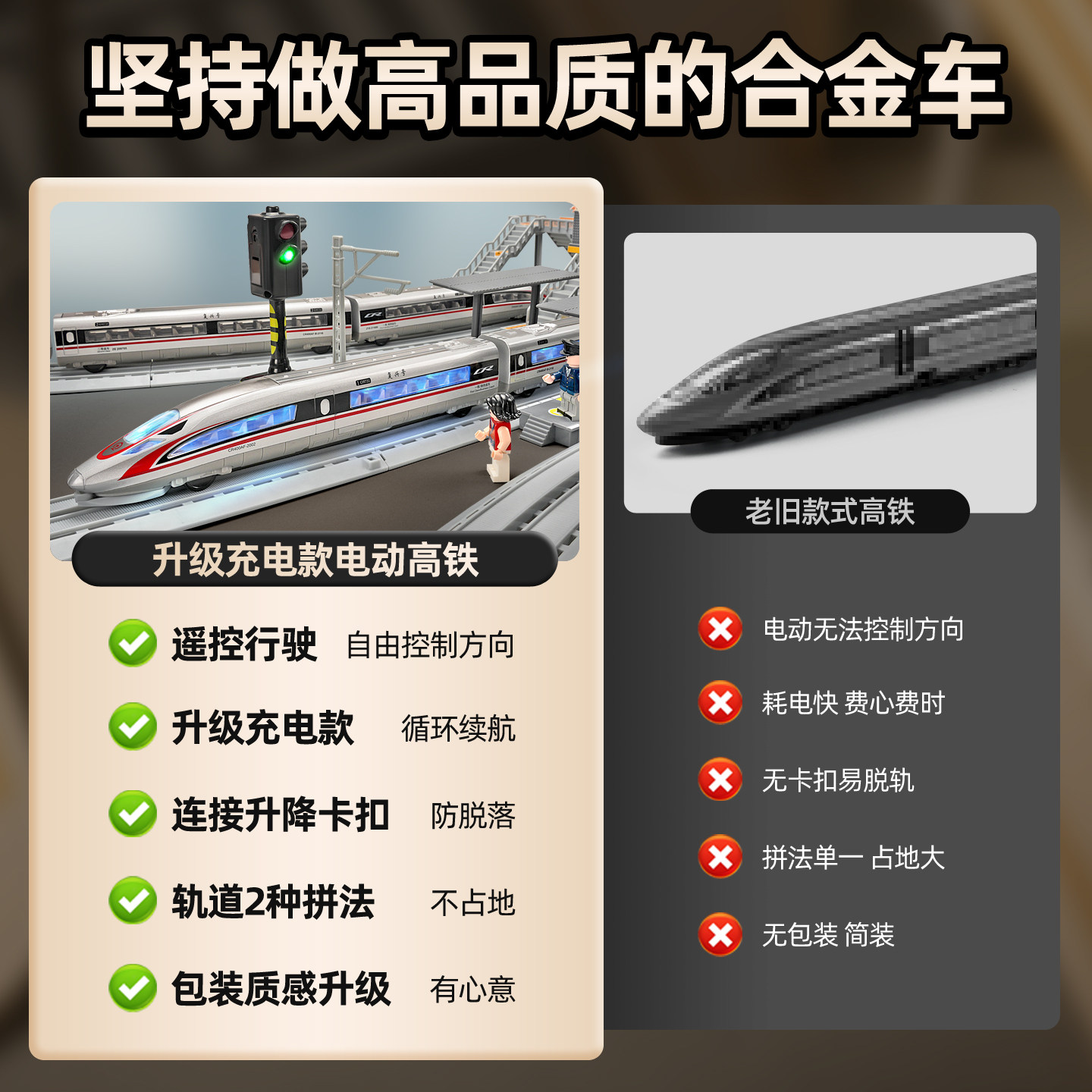 Alloy Remote Control High-Speed Rail Toy Train Track Model Fuxing Harmony Children's Toy Car for Boys Aged 3 to 6 Years Old
