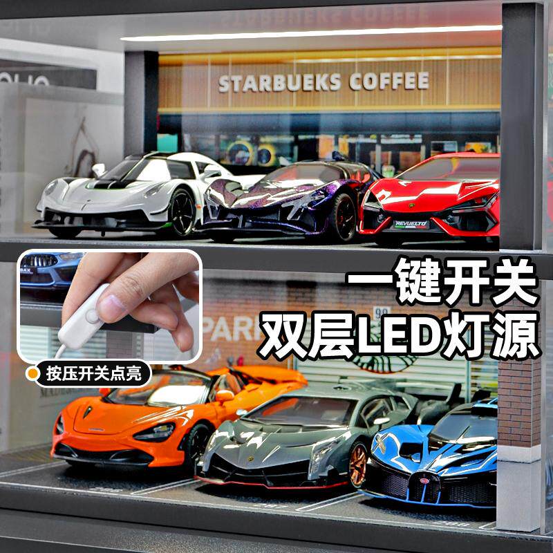 1:24 Sports Car Model Parking Lot Ornament Simulation Garage Collectible Figurine Boy Alloy Toy Car Set