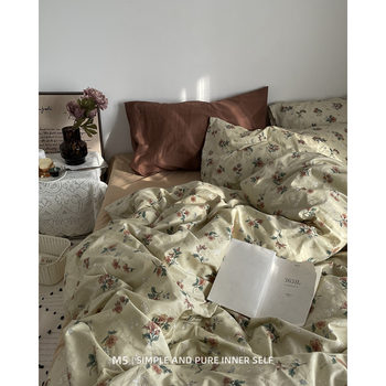 Retro floral pure cotton bed sheet set of four