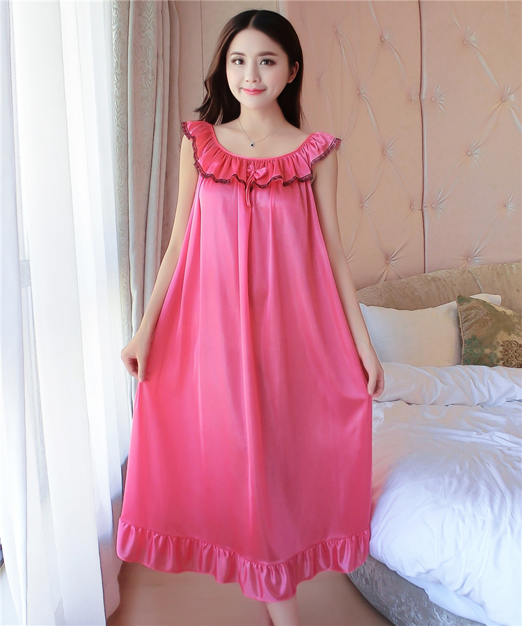 Ladies sling nightdress mùa hè lụa kích thước lớn chất béo MM200 £ sexy phụ nữ mang thai kích thước lớn ice silk đồ ngủ của phụ nữ váy