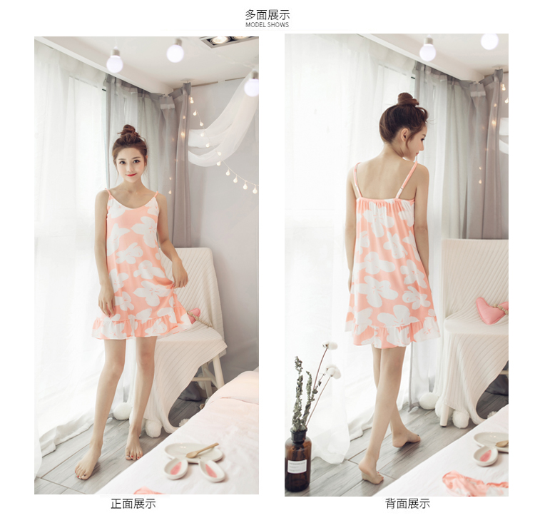 Mang theo của riêng bạn ngực pad áo ngực nightdress cô gái Hàn Quốc phiên bản của đồ ngủ cotton yếm trong sexy mùa hè nhà dịch vụ ăn mặc