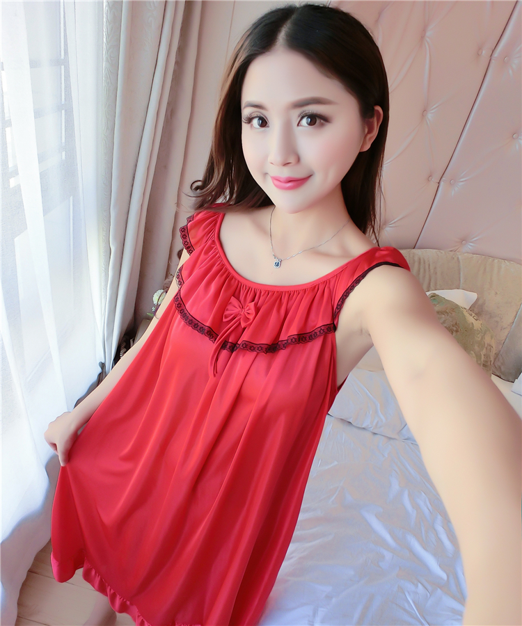 Nightdress nữ mùa hè không tay voan cộng với chất béo kích thước lớn chất béo MM200 kg lỏng ladies sexy ice silk đồ ngủ phần dài