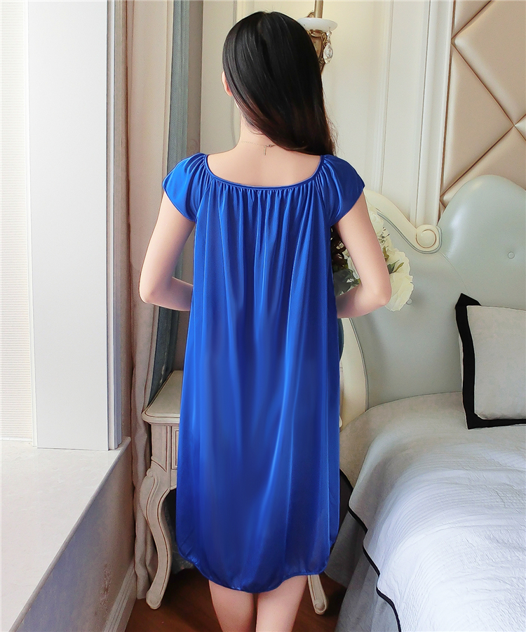 Nightdress nữ mùa hè sexy Hàn Quốc phiên bản của băng lụa ren đồ ngủ ngắn tay lụa lụa phần mỏng lỏng kích thước lớn ăn mặc đỏ