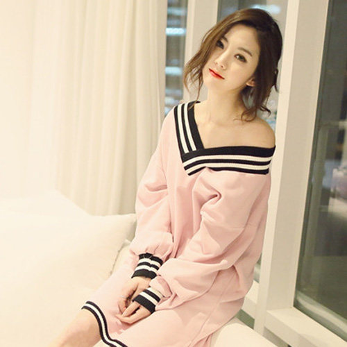 Spring and autumn pajamas women's long-sleeved cotton sexy night dress cute cartoon loose large size autumn and winter Korean version of princess home clothes