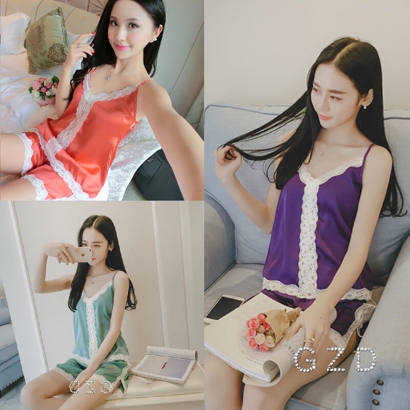Lady Sleepwear Thin Lady Summer Harness Fitted With Chest Cushion Pure Cotton Home Suit Sexy Teenage Girl Full Cotton Home Dress