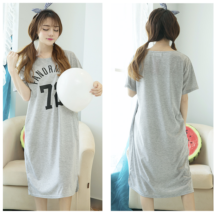 Hàn quốc phiên bản của các nightdress lỏng nữ mùa hè cotton ngắn tay dài dễ thương cô gái đồ ngủ ăn mặc kích thước lớn chất béo mm sinh viên