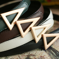 The soul is in match with theorist fashion 100 lap triangle button cow leather fine belt