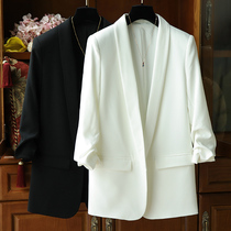 RMBone thousand Texture White Black 70% Sleeves Green Fruits Collar Temperament Loose Casual Suit Jacket Female Summer Thin