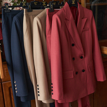 Closed in classic advanced senses wool suit high-end red western suit pants suit 2021 new female spring autumn