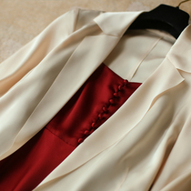 Light Extravagant Cream Suit Jacket Thin Design Sensation 2020 Spring Summer Loose Acetate Satin Face Small Western Suit Blouse