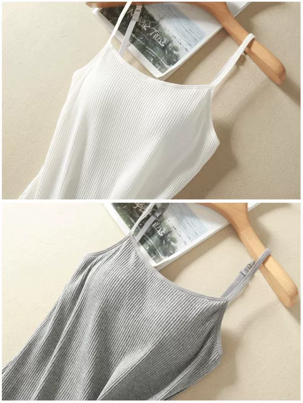 Áo ngực nữ bằng vải bông có đệm ngực không có vòng thép yếm vest miễn phí áo ngực cup một môn thể thao yoga chạm đáy mùa hè