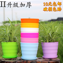  Environmental protection resin flower pot imitation ceramic color horizontal candy color large creative round fleshy flower pot plastic