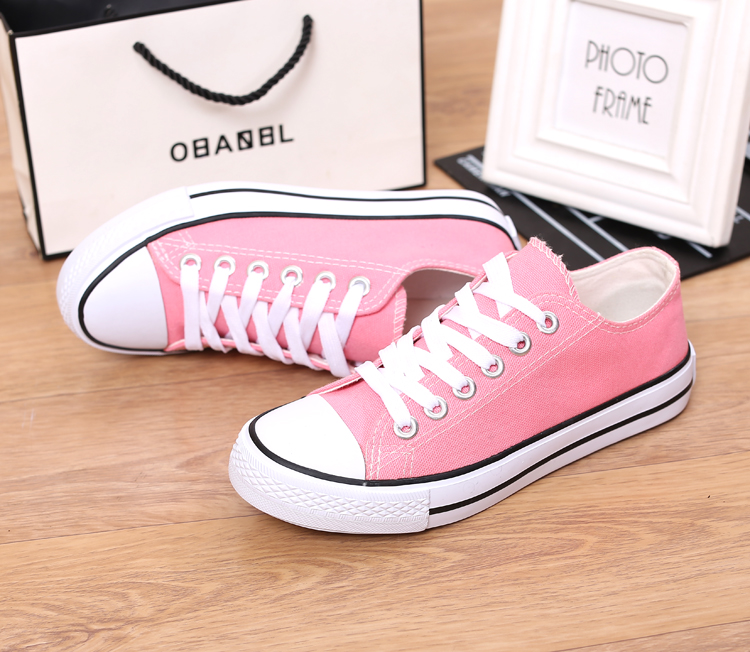 Giày vải màu hồng đa năng cổ điển dành cho nữ Giày cao cổ đế bằng giày thể thao nữ sneaker cổ cao