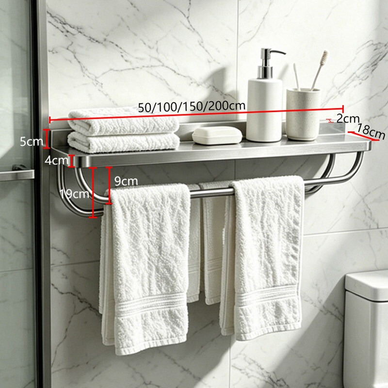 Extended and Thickened Stainless Steel Towel Rack, Foldable Bath Towel Rack for Bathroom, Large Size Bathroom Storage Rack, Towel Hanger