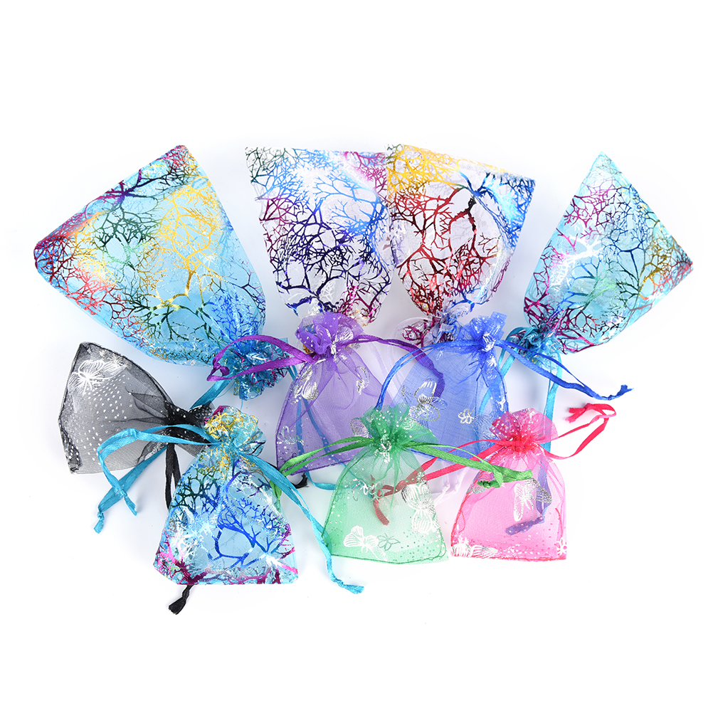 10*12 Purple Butterfly Gold Stamping Yarn Bag Various Plain Candy Bags Gifts are Jewelry Bags