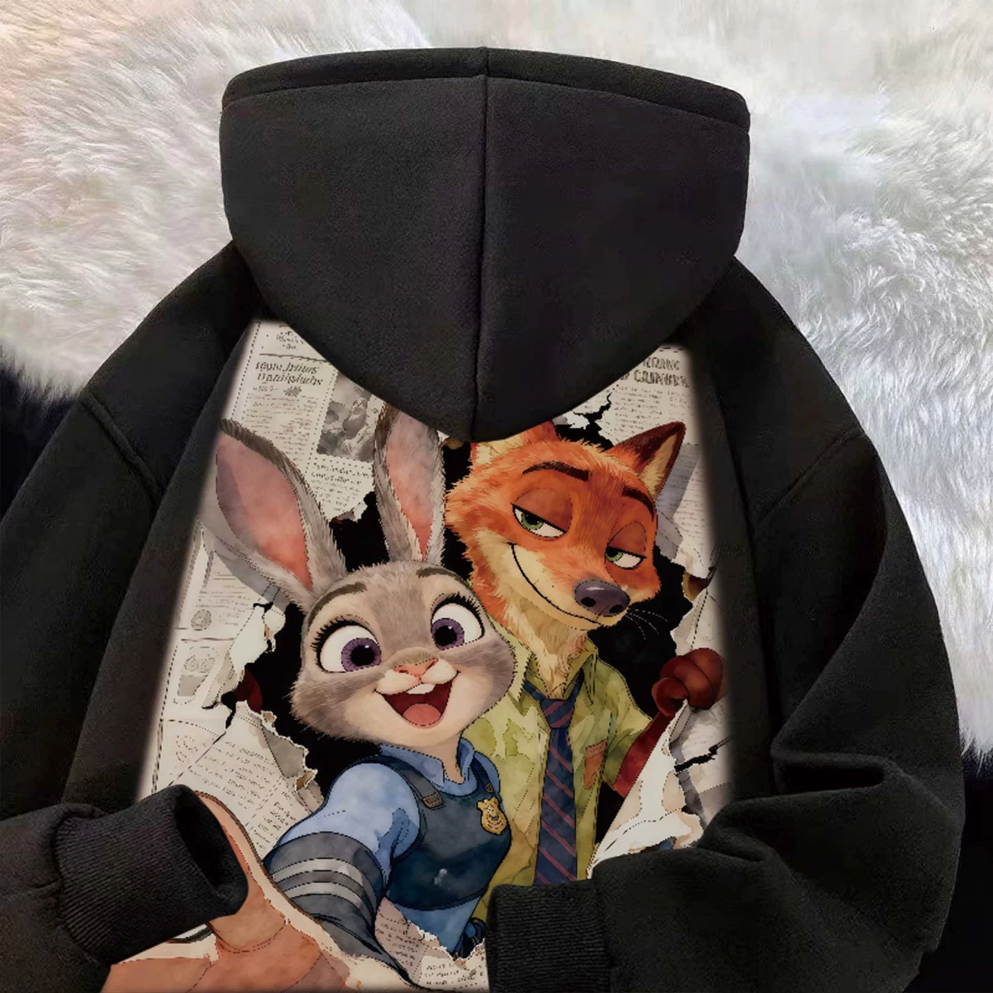 Худи с принтом Zootopia Джуди/Ник, мужской свитер с аниме темой, стиль личности, плюс бархатная повседневная верхняя одежда