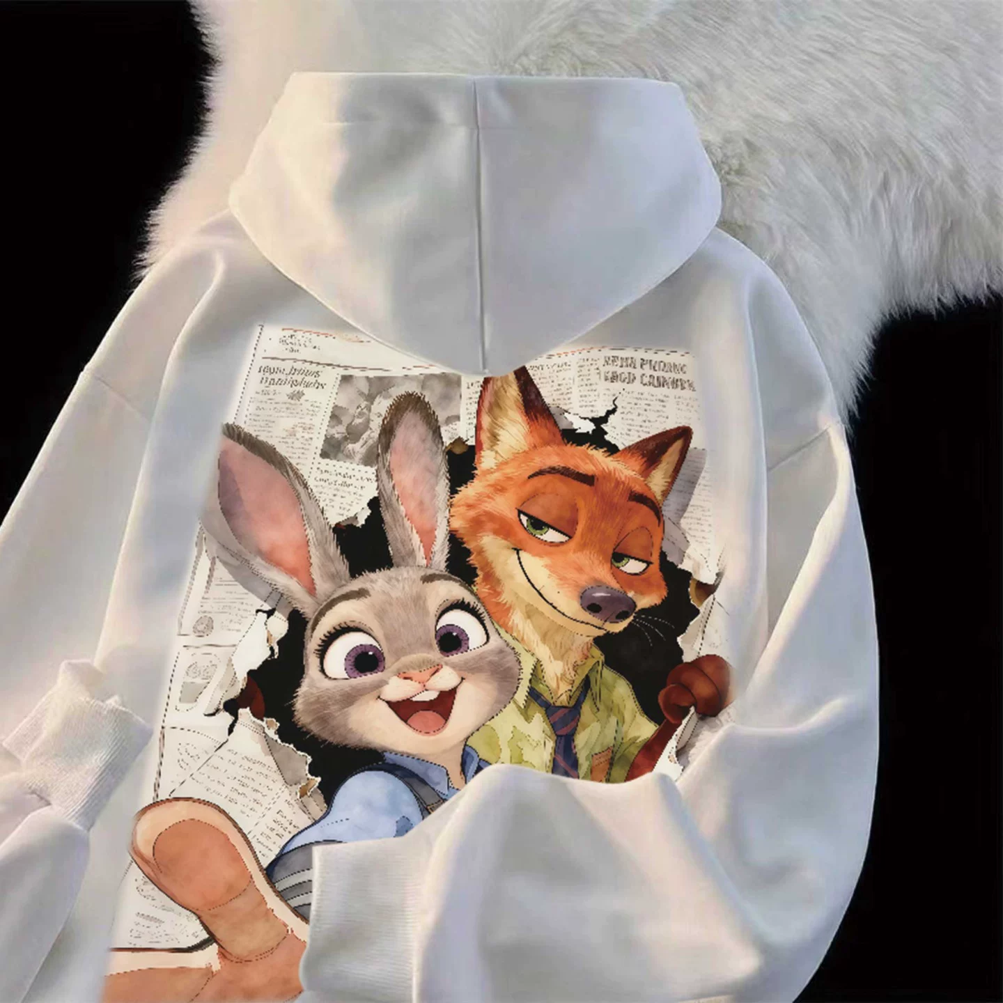 Худи с принтом Zootopia Джуди/Ник, мужской свитер с аниме темой, стиль личности, плюс бархатная повседневная верхняя одежда