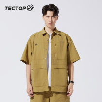 TECTOP explores outdoor spring and summer sports loose and breathable short-sleeved lapel shirts for men and women fashionable casual clothes