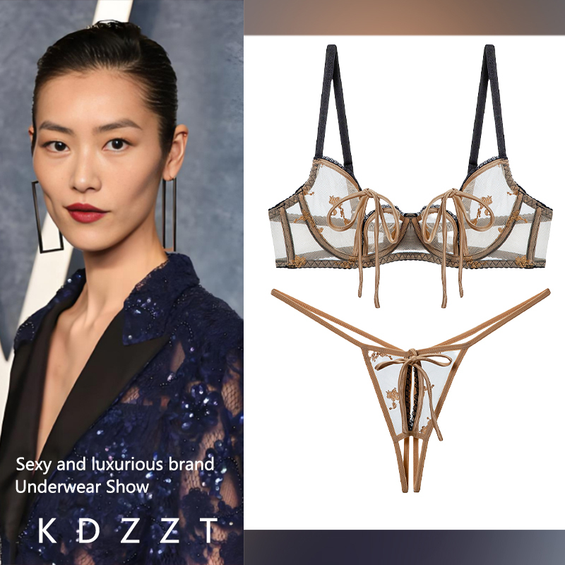 Kdzzt French Design Hot Lace Sexy Lace Strap Hollow Embroidery Lingerie Bra Set for Women