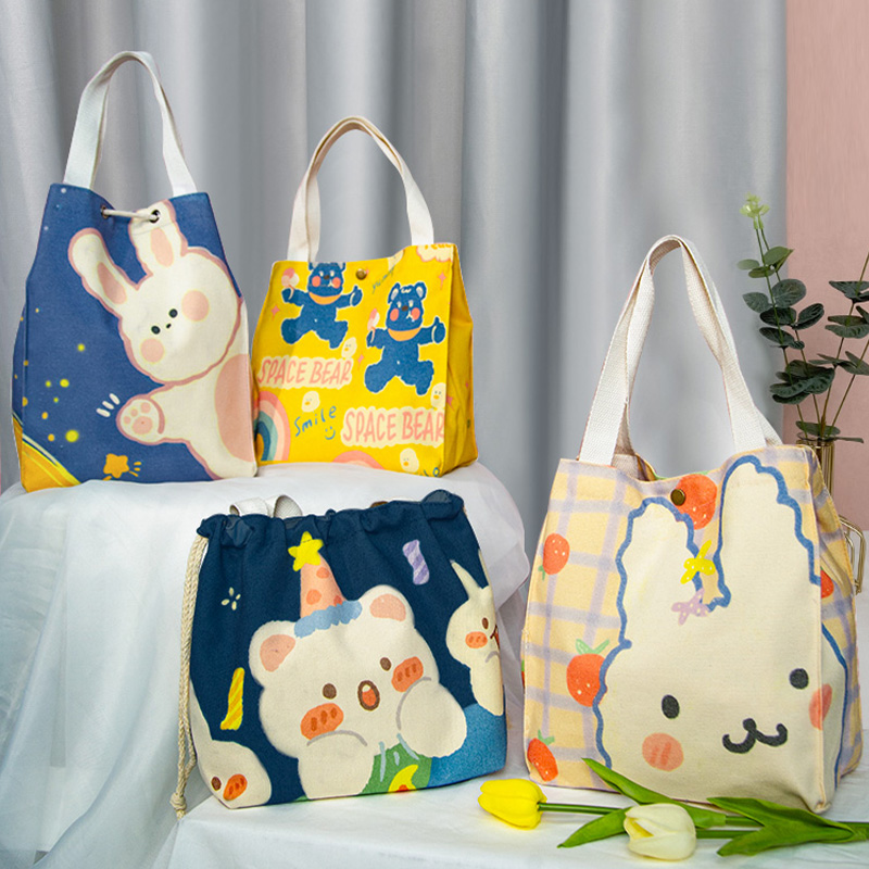 Lunch box handbag waterproof insulation bag Student office worker with rice bento bag Simple lunch with vegetable bento bag