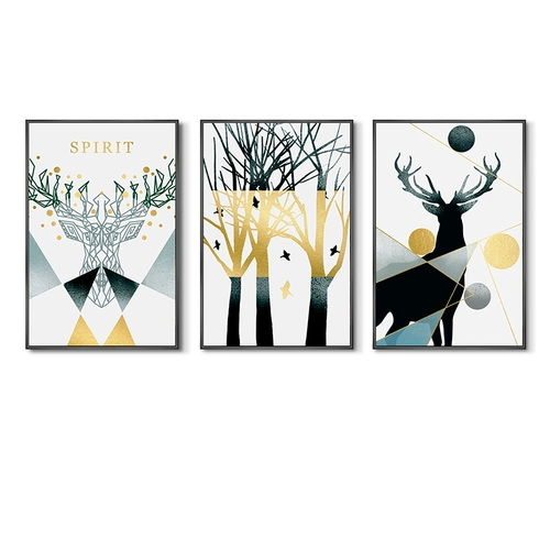 Северная гостиная декоративная живопись современная минималистская лось тройная живопись Легкая роскошная висящая живопись диван фоновая картина стены абстрактная роспись