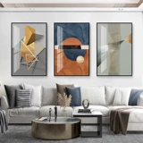 Северная гостиная декоративная живопись Современная минималистская атмосферная диван Фоновая стена висящая картина легкая роскошная космическая геометрическая тройная роспись