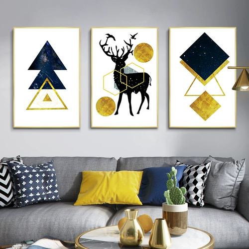 Северная гостиная декоративная живопись современная минималистская лось тройная живопись Легкая роскошная висящая живопись диван фоновая картина стены абстрактная роспись