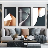 Северная гостиная декоративная живопись Современная минималистская атмосферная диван Фоновая стена висящая картина легкая роскошная космическая геометрическая тройная роспись