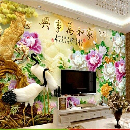 European-style entrance background wall tile 3d modern simple TV background wall inlaid with gold carved microcrystalline stone Rich more than