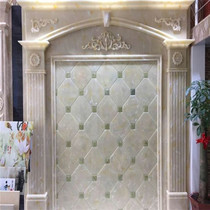 Simple Chinese-style ceramic tile TV background wall European-style living room 3D three-dimensional modern microcrystalline stone jade carving Roman column decoration