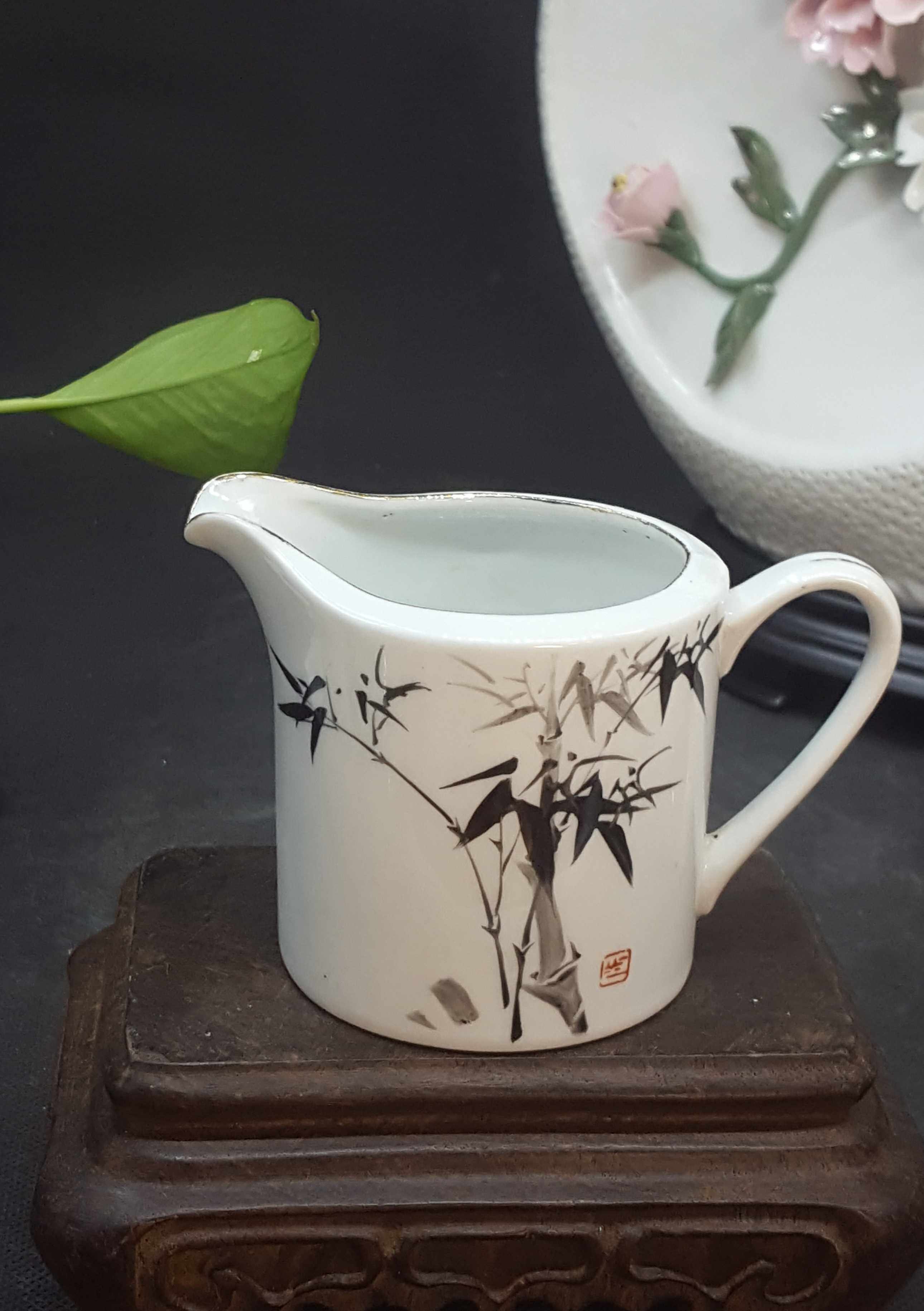 Chaoshan Tea Culture Old Maple Brook Hand Painted Ink Bamboo Justice Cup 70s Old Factory Goods Tea Ware