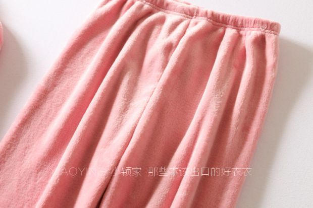 W787 Quần áo ấm áp cho phụ nữ ve áo đơn túi thêu hàng đầu + quần nhung nhung đồ ngủ hai mảnh đồ pijama nữ