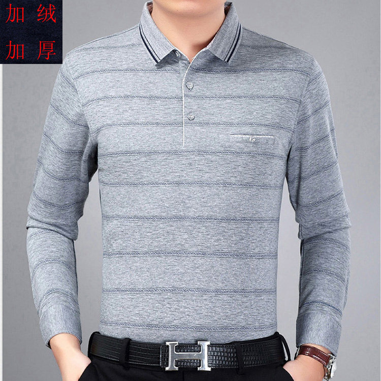 Winter warm long-sleeved T-shirt men in old men's car with pocket plus thicket cotton T-shirt