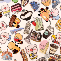 Animal food city attractions stickers hand account girl heart cartoon decoration no trace stickers luggage stickers