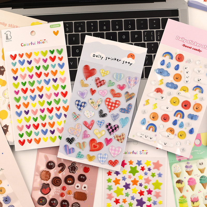 Korean Bonito 3D Epoxy Stickers Heart Star Weather Emoji Ice Cream Smiley Face Emoji Phone Stickers Korean Bonito 3D Epoxy Stickers Heart Star Weather Emoji Ice Cream Smiley Face Emoji Phone Stickers