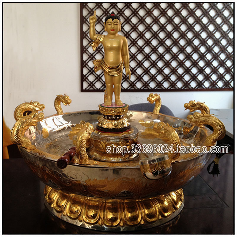 Taiwan Temple Fountain Kowloon Gilt Bath Bath Plate Pure Copper Hand Bath Buddha Festival 48 centimeters