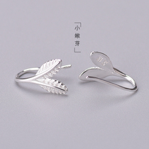 Foot Silver 990 minimalist Temperament Fashion 100 Hitch Fresh Natural Advanced Small Student Female Leaves Small Tender Ear Nail