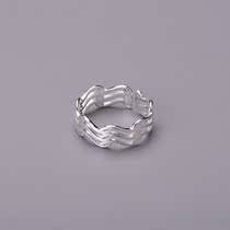 Foot Silver 990 Trendy New Personality Minimalist Fashion 100 Hitch Wave Ups And Downs Small Fresher Senior Feel Small Ring
