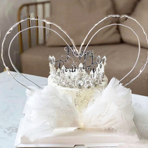 Net celebrity ins cake decoration beautiful wrought iron feathers love wings wings decoration Icicle crown Couple Mothers day